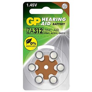 Батарейка GP до слухових апаратів (ZincAir) ZA312/PR41/DA312X C6 блист.