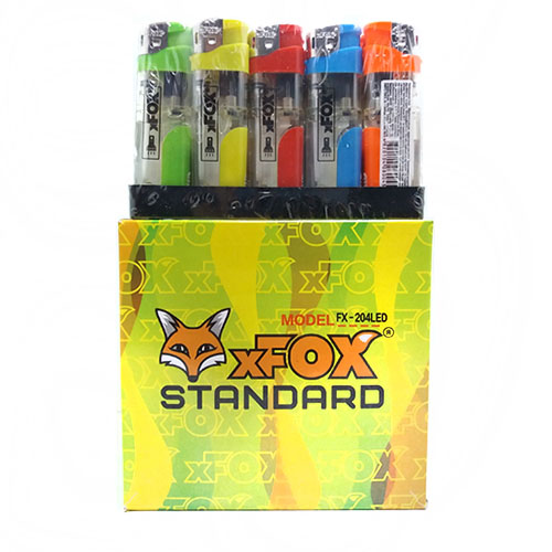 Запальнички П'єзо з ліхтариком FOX FX-204 LED прозора (7161)