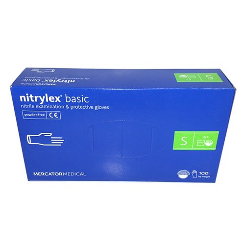 Рукавички гумові NITRYLEX Блакитні PF size S 100шт/50пар в уп