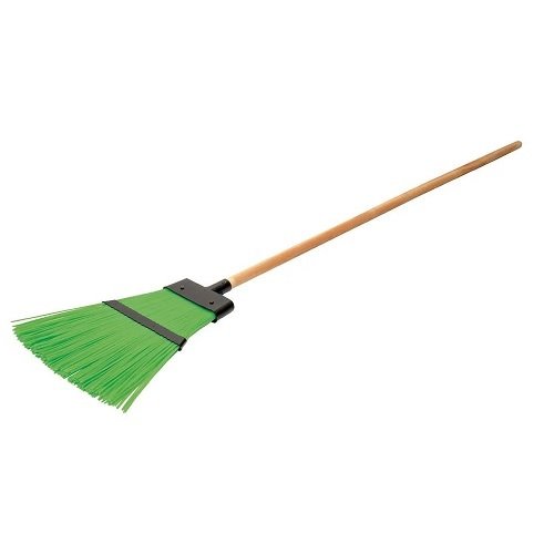 Мітла плоска пластик посилена з дерев'яним держаком