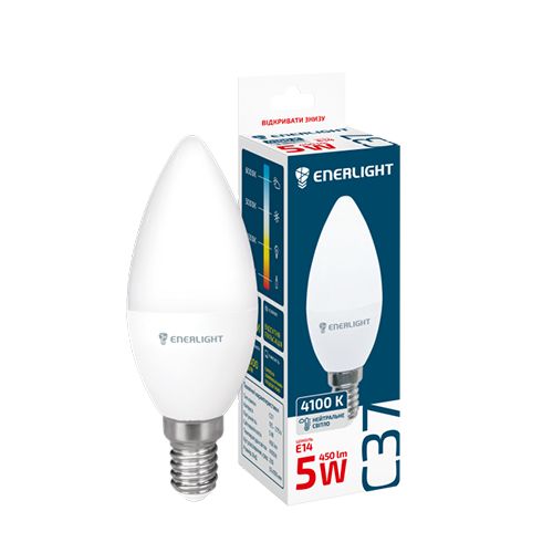 LED лампа ENERLIGHT С37 5Вт 4100K E14 (0129)