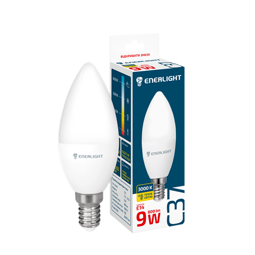 LED лампа ENERLIGHT С37 9Вт 3000K E14 (3786)