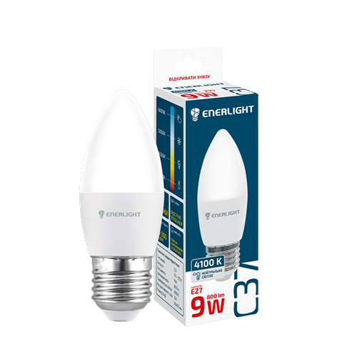 LED лампа ENERLIGHT С37 9Вт 4100K E27 (3502)