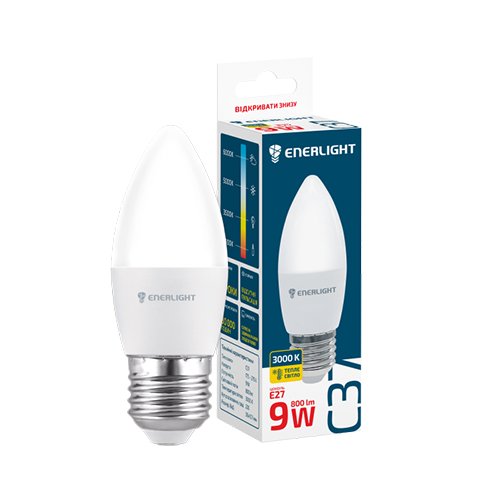 LED лампа ENERLIGHT С37 9Вт 3000K E27 (3472)