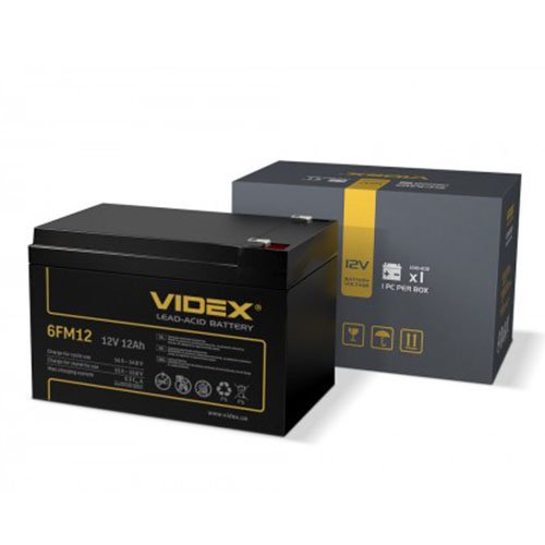 Акк VIDEX свинцево-кислотний 6FM12 (12V/12Ah) color box 1/8 25078