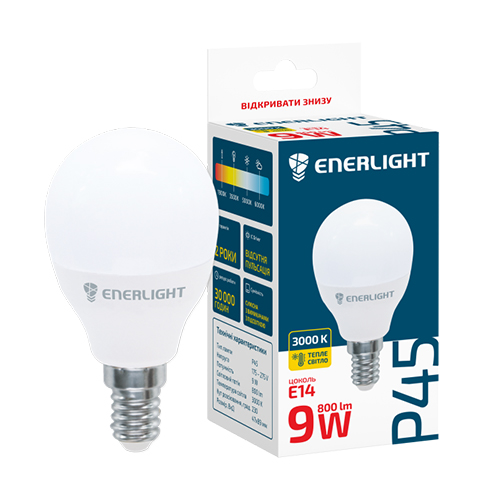 LED лампа ENERLIGHT G45 9Вт 3000K E14 (3533)