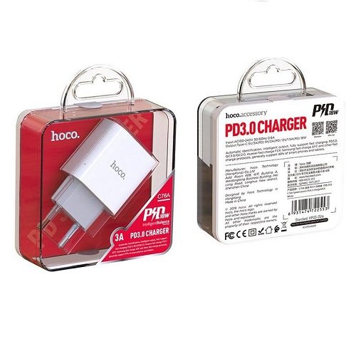 МЗП HOCO C76A 3.0А/20W 1*Type C/PD без кабелю