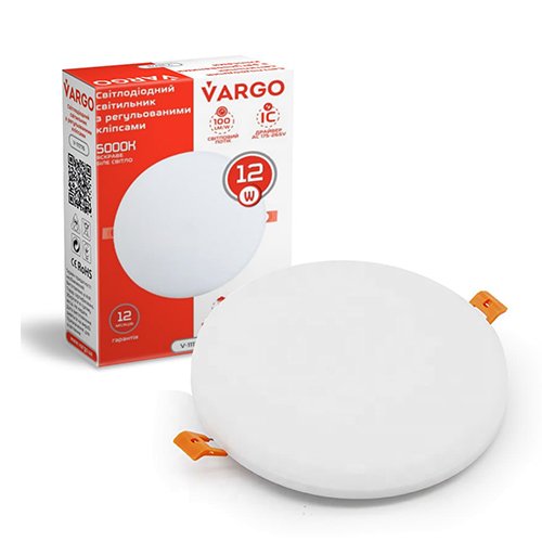 LED світильник універсальний з перехідником круг VARGO 12W 5000K 175-265V (111776)