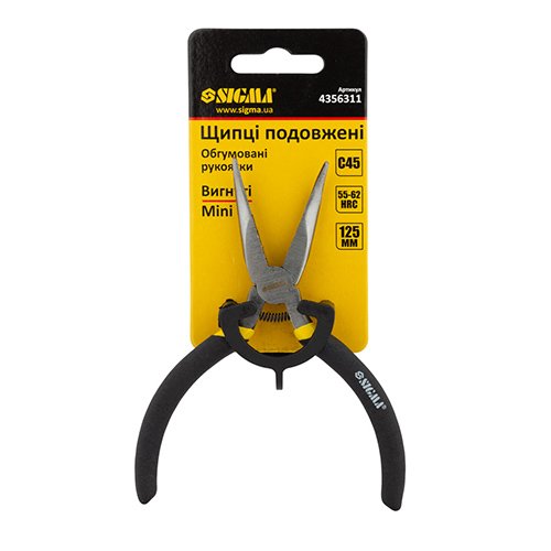 Довгогубці Sigma обгумовані рукоятки Mini вигнуті 125мм 4356311
