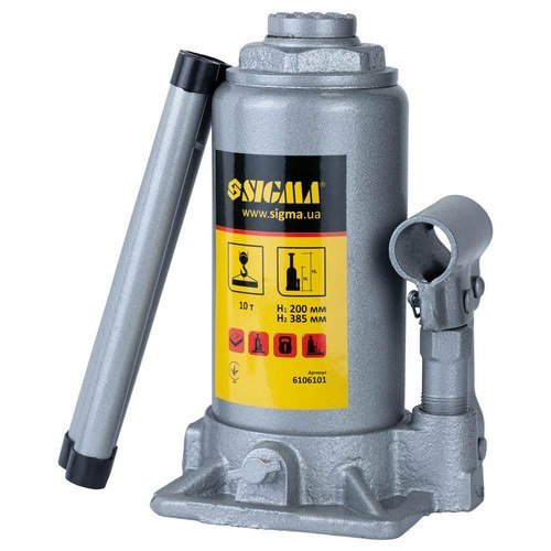 Домкрат Sigma гідравлічний пляшковий Standard 10т H 200-385мм 6106101