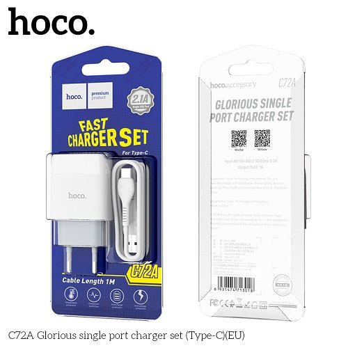 МЗП HOCO C72A 1USB/2.1A + кабель Type-C (3018)