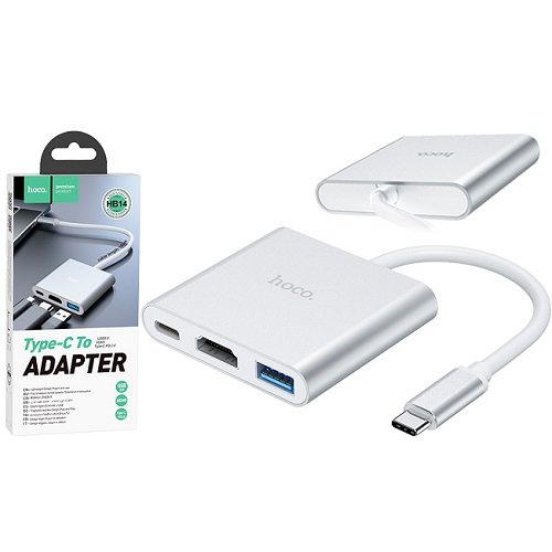 Хаб USB HOCO № HB14 Type-C/USB3.0+HDMI+PD