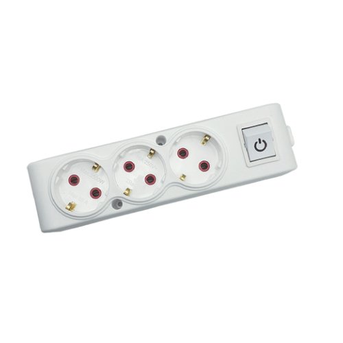 Колодка TECCO 3 гнізда біла З/З та вимикачем (102 302 00)