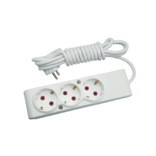 Подовжувач TECCO 3 гнізда 3м білий З/З (102 301 03)