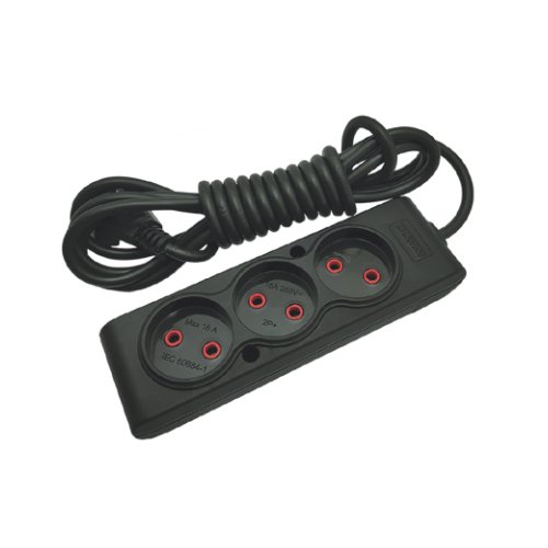 Подовжувач TECCO 3 гнізда 3м чорний Б/З (10230003S)