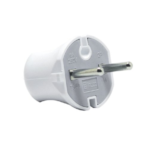 Вилка TECCO кругла Б/З 6A 250V біла (ТА 2003)