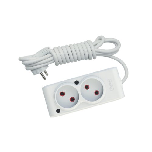 Подовжувач TECCO 2 гнізда 3м білий Б/З (102 200 03)