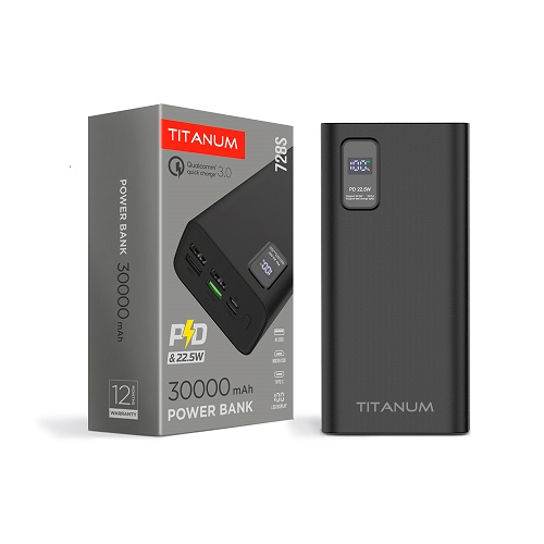 Зарядний пристрій Power Bank TITANUM 728S 30000mAh QC+PD