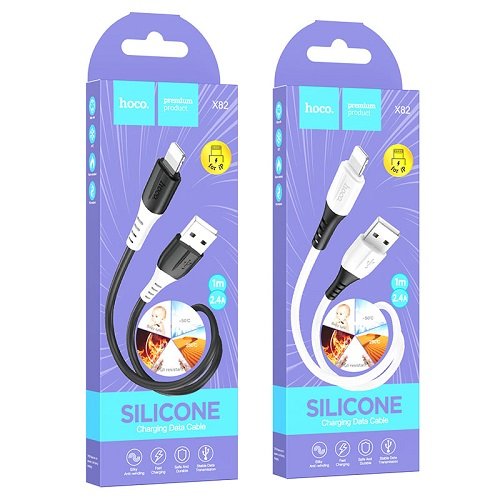Кабель USB-Lightning HOCO X 82 1м 2.4А (Silicone)