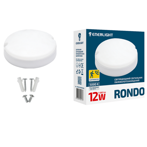 LED світильник ЖКГ круг ENERLIGHT RONDO 12Вт 5000К IP65 з датчиком руху (5773)