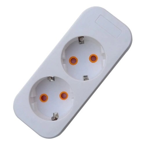 Колодка QUANTUM 2 гнізда біла З/З (QM-KP-00210)