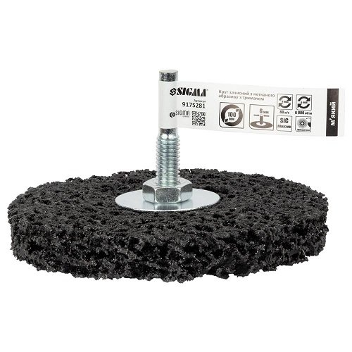 Круг Sigma зачисний з нетканого абразиву (корал) Ø100мм із тримачем чорний м'який 9175281