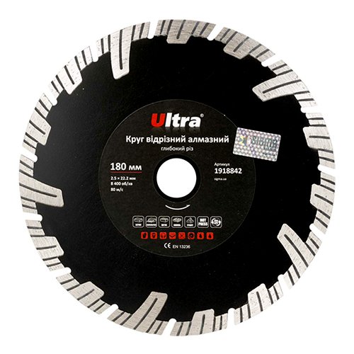 Круг Ultra відрізний алмазний "Глибокий різ" Ø180×22.2мм 1918842