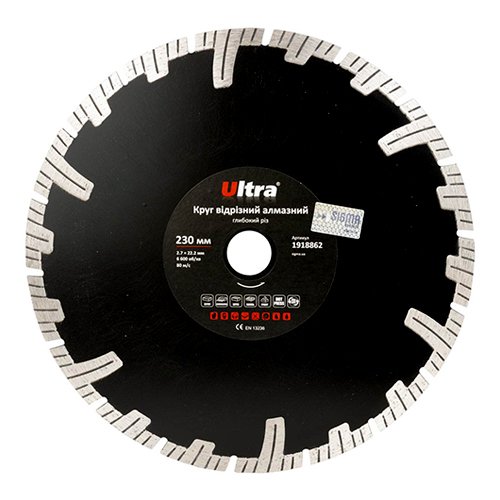 Круг Ultra відрізний алмазний "Глибокий різ" Ø230×22.2мм 1918862