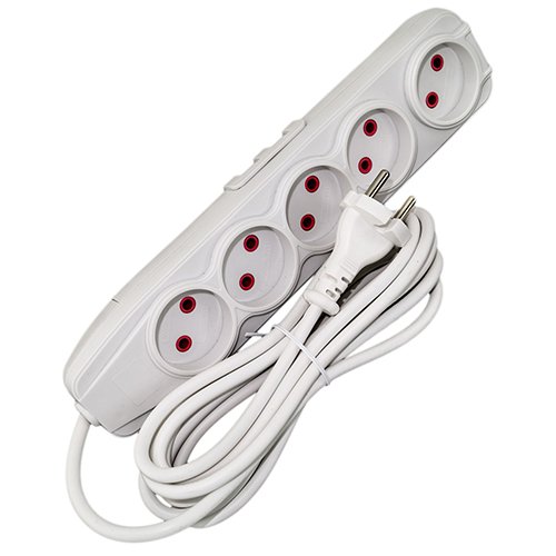 Подовжувач QUANTUM 5 гнізд 3м білий Б/З (QM-KP-00503)