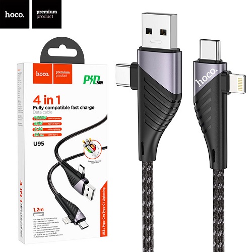 Кабель 4 в 1 HOCO U95 (USB/Type-C to Type-C/ Lightning) 1