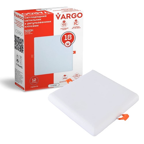 LED світильник універсальний з перехідником квадрат VARGO 18W 4000K 175-265V (111781)