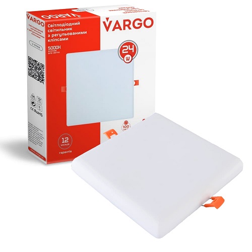 LED світильник універсальний з перехідником квадрат VARGO 24W 4000K 175-265V (111782)