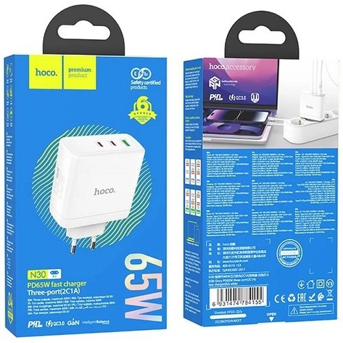 МЗП HOCO N30 PD65W + QC3.0 (2Type-C/1USB)