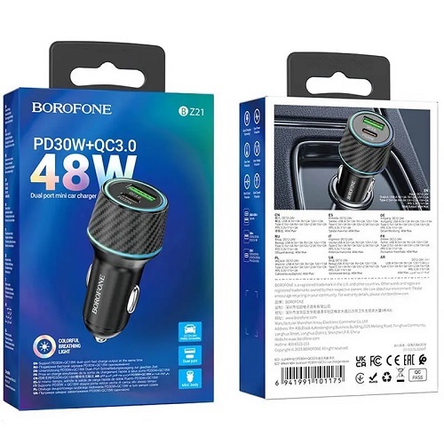 АЗП BOROFONE BZ21 PD30W+QC3.0 (1Type-C/1USB/3A)