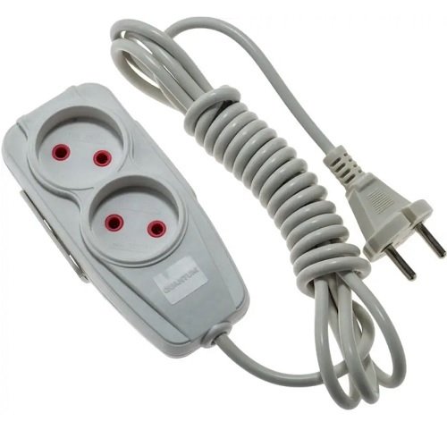 Подовжувач QUANTUM 2 гнізда 2м білий Б/З (QM-KP-00202)