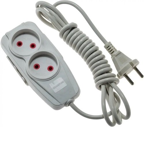 Подовжувач QUANTUM 2 гнізда 3м білий Б/З (QM-KP-00203)