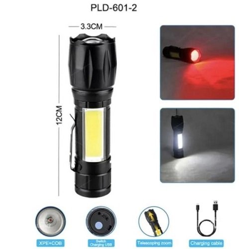 Ліхтарик №W601-XPE(red)+COB(white) (вбудований акумулятор) Zoom