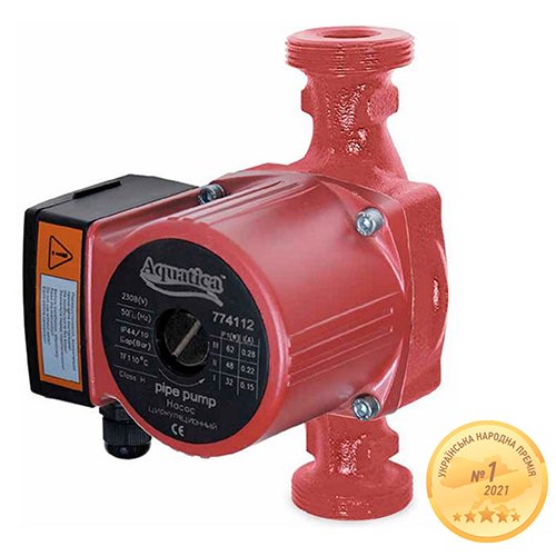 Насос Aquatica циркуляційний 100Вт Hmax 6м Qmax 75л/хв Ø2" 180мм + гайки Ø1¼" (774134)