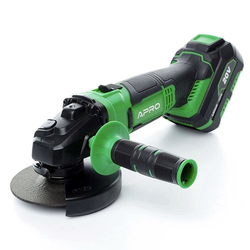 Акум. Шліфмашина кутова APRO 20AG 20 В Ø125 (ЗП+АКБ 4А) кейс (895100)