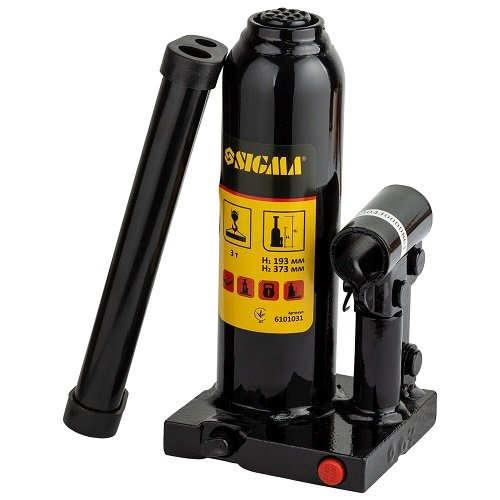 Домкрат Sigma гідравлічний пляшковий 3т H 193-373мм (6101031)