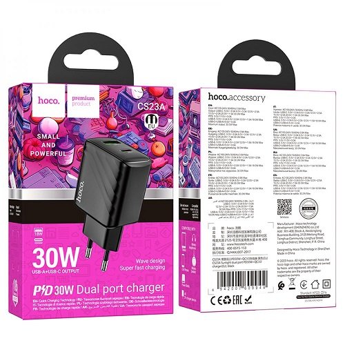 МЗП HOCO CS23A PD30W+ QC3.0 (1USB/1Type-C)