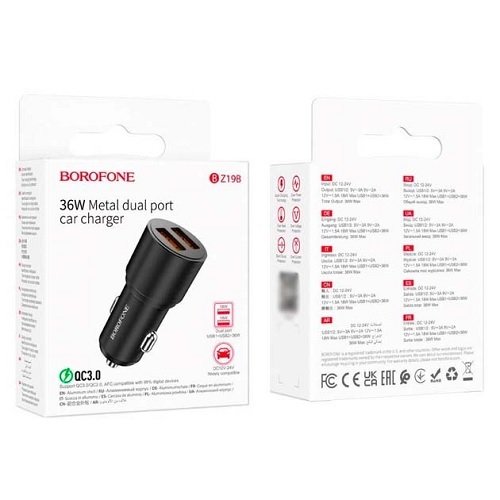 АЗП BOROFONE BZ19B QC3.0 (2USB/36W)