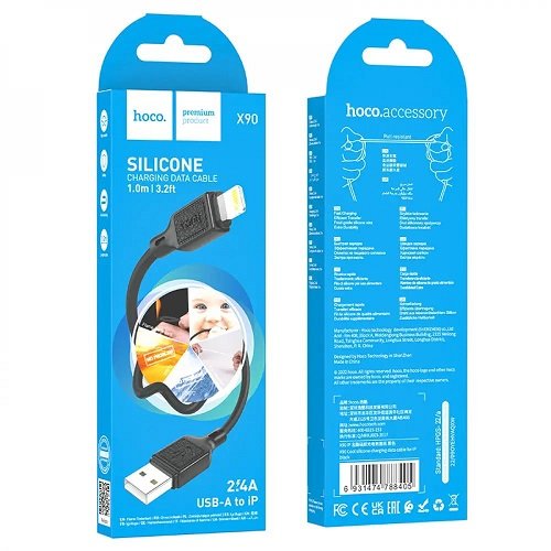Кабель USB-Lightning HOCO X 90 1м 3.0А (Silicone)