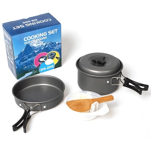 Набір посуду алюмінієвий туристичний (каструля та сковорідка) COOKING SET DS-200