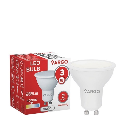 LED лампа VARGO GU10 3W 4000K 220V (V-111206)