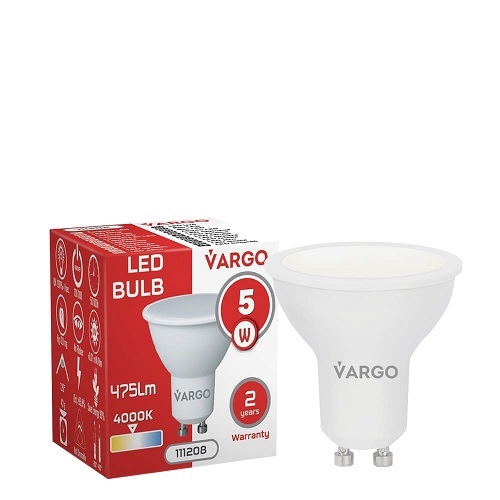 LED лампа VARGO GU10 5W 4000K 220V (V-111208)