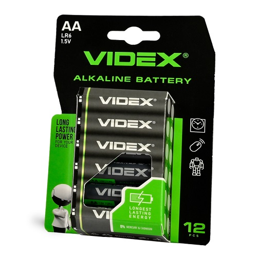 Батарейка VIDEX Alkaline LR06 (AA) C12 (72/720) блист.