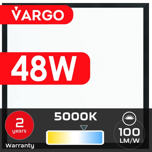 LED панель VARGO 48W 595х595 4800LM 5000К чорна рамка 100lm/w (V-119485)