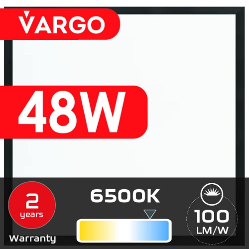 LED панель VARGO 48W 595х595 4800LM 6500К чорна рамка 100lm/w (V-119486)