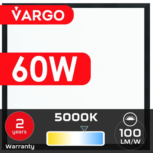 LED панель VARGO 60W 595х595 5000К чорна рамка 100lm/w (V-119489)